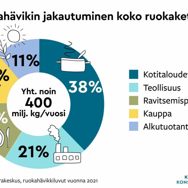 Distribution of food waste throughout the food chain, by the Natural Resources Institute Finland